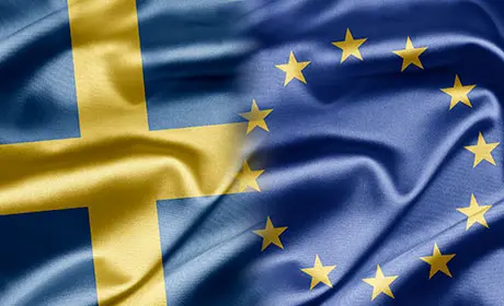 Illustration som visar svenska flaggan bredvid EU-flaggan.